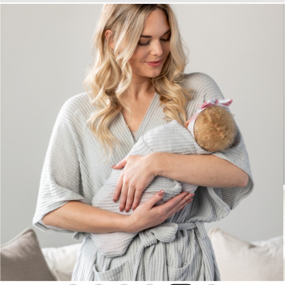 Maternity mama robe and baby swaddle set